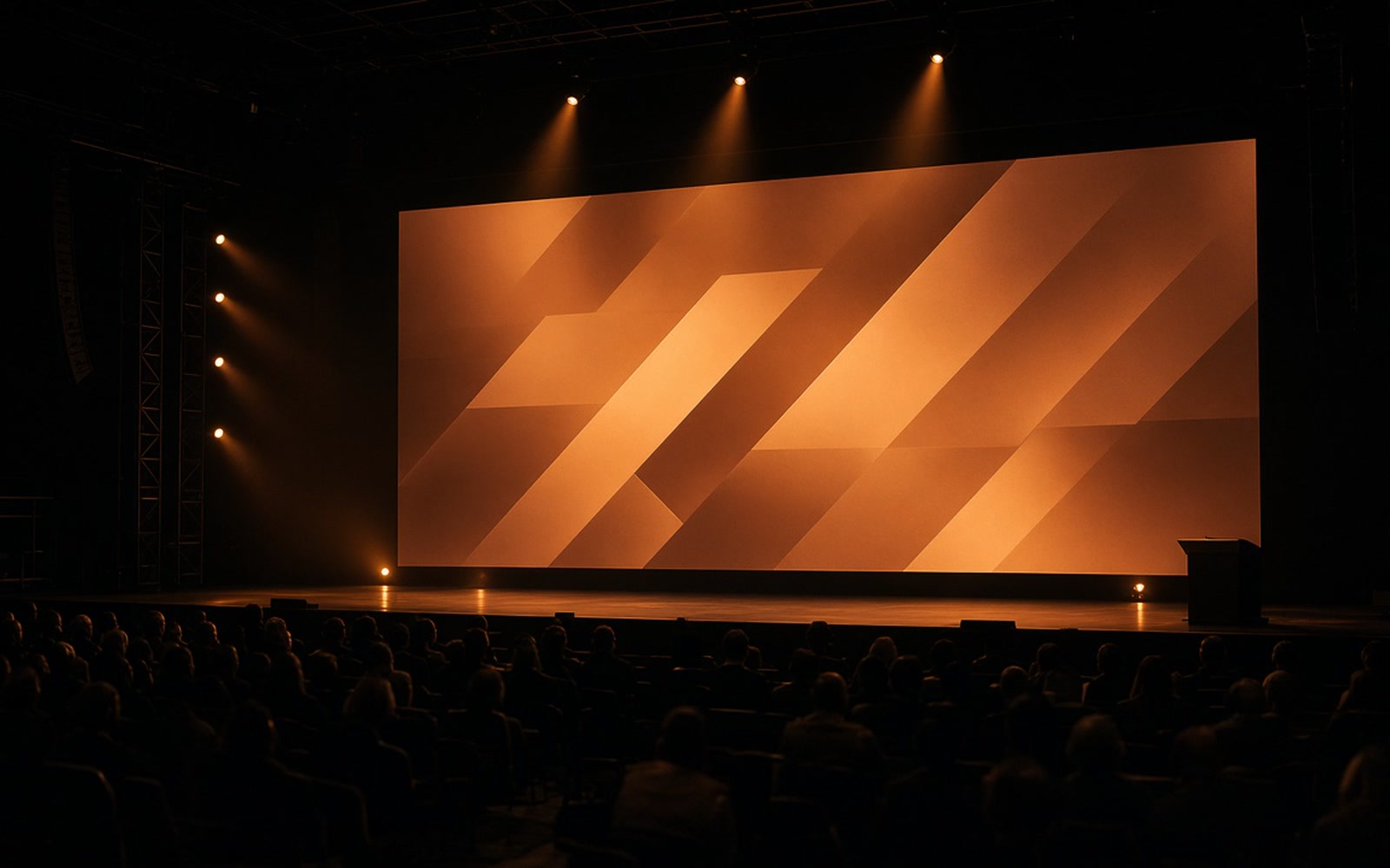 Main stage with LED wall and session backdrop