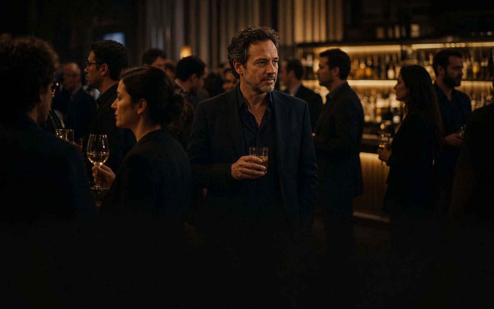 Evening reception - low light, drinks, conversation